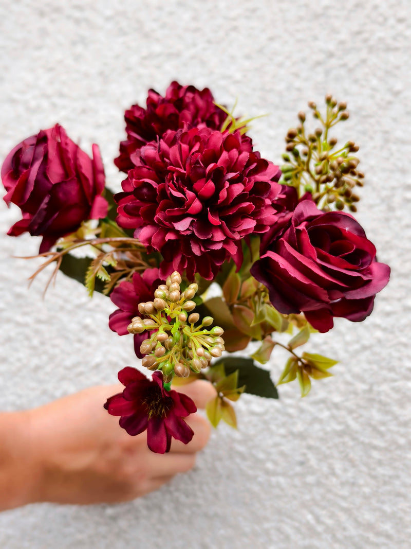 Bulk 12" Fall Flowers Artificial Mums Silk Chrysanthemum Rose Daisy Bouquet Fake Mums Faux Floral Arrangements Wholesale