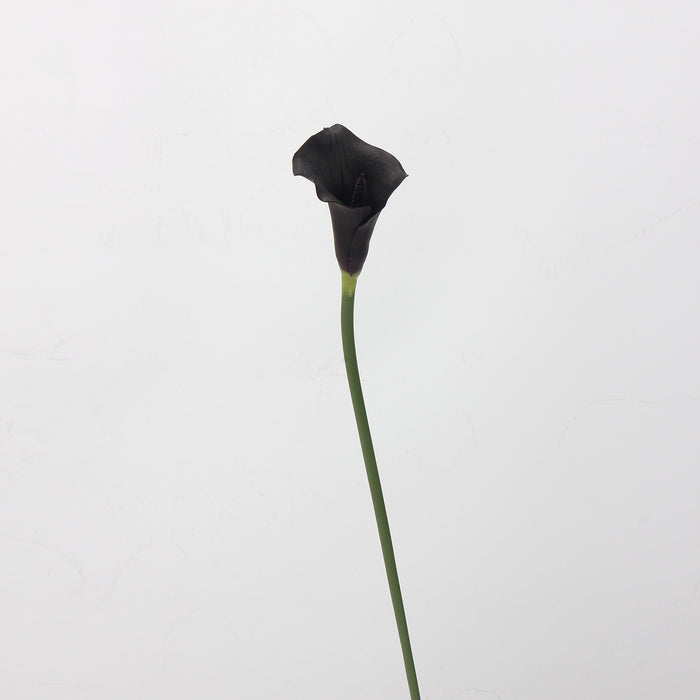 Bulk 5pcs 25" Black Purple Calla Lily Stems Real Touch Flowers for Halloween Arrangements Wholesale