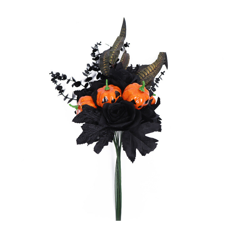 Tiges florales artificielles en vrac de feuilles d'érable et d'eucalyptus pour Halloween, pour arrangement de vase de fête, vente en gros 