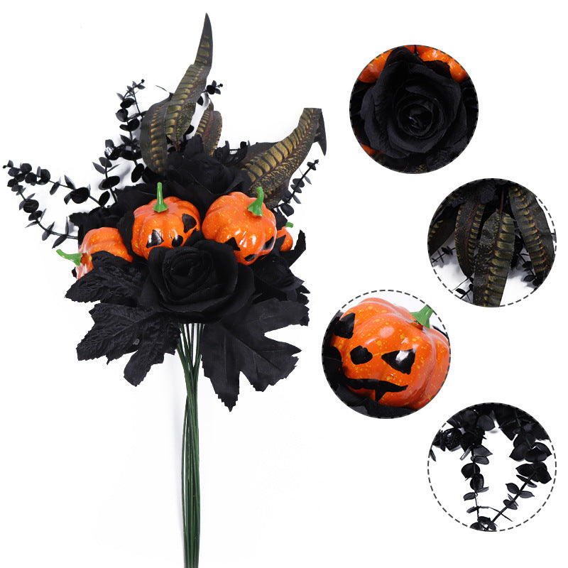 Tiges florales artificielles en vrac de feuilles d'érable et d'eucalyptus pour Halloween, pour arrangement de vase de fête, vente en gros 