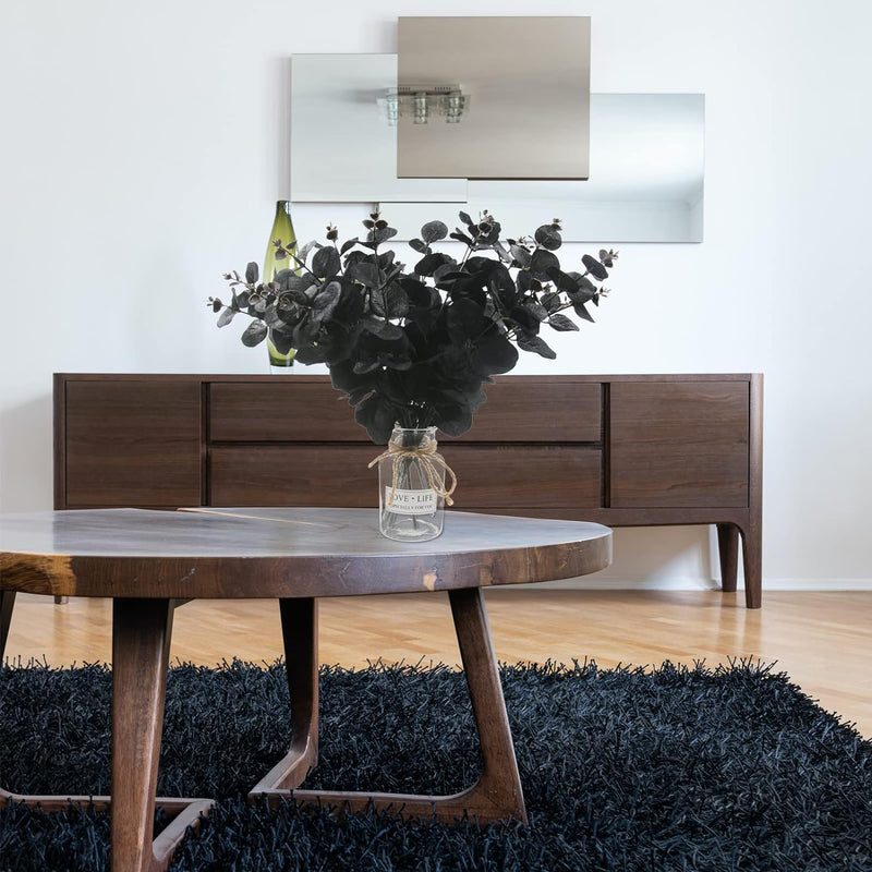 Bulk 18 "Black Halloween Decor Flores artificiales Eucalyptus Bush Flores de seda al por mayor