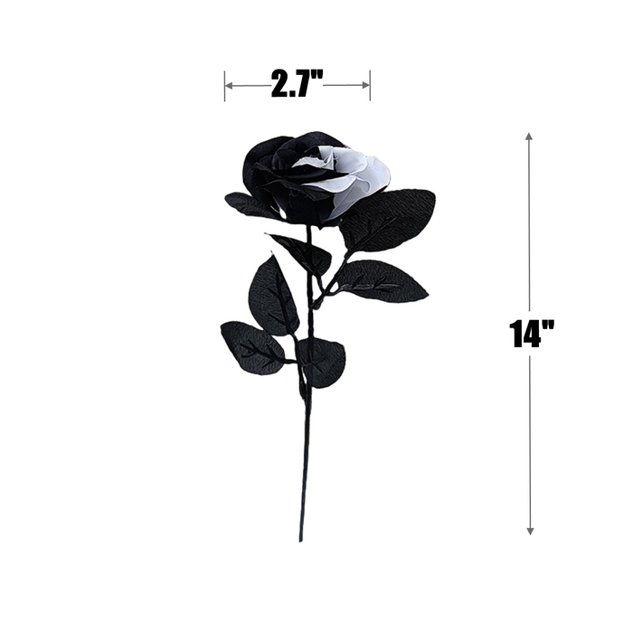 Bulk 10pcs Halloween Rose Stems Black And White Rose Flowers Wholesale