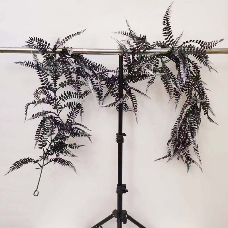 Bulk 5Pcs Halloween Plants Black Ferns Artificial Black Plants for Outdoors and Indoors Wholesale