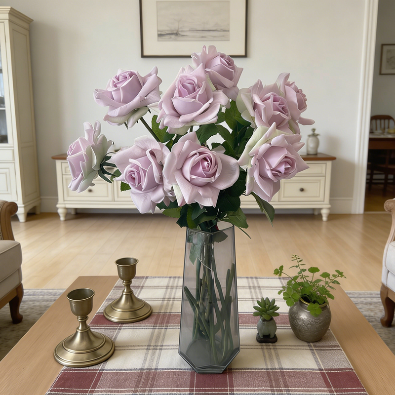 Premium 28.7" Real Touch Ruffled Roses - Lifelike Silk Floral Arrangements for Weddings & Home Decor