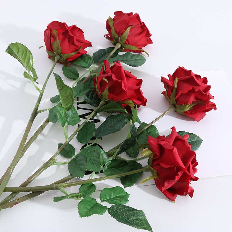Bulk 17" Blooming Rose Stems Real Touch Artificial Flowers Arrangement Wholesale