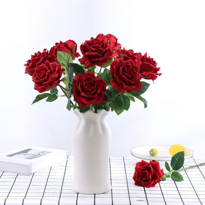 Bulk 17" Blooming Rose Stems Real Touch Artificial Flowers Arrangement Wholesale