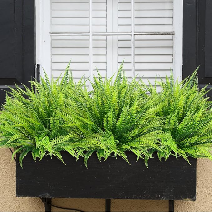 Clearance Bulk 8 Bundles Boston Ferns Artificial Fall Plants for Outdoors Fall Decorations Wholesale