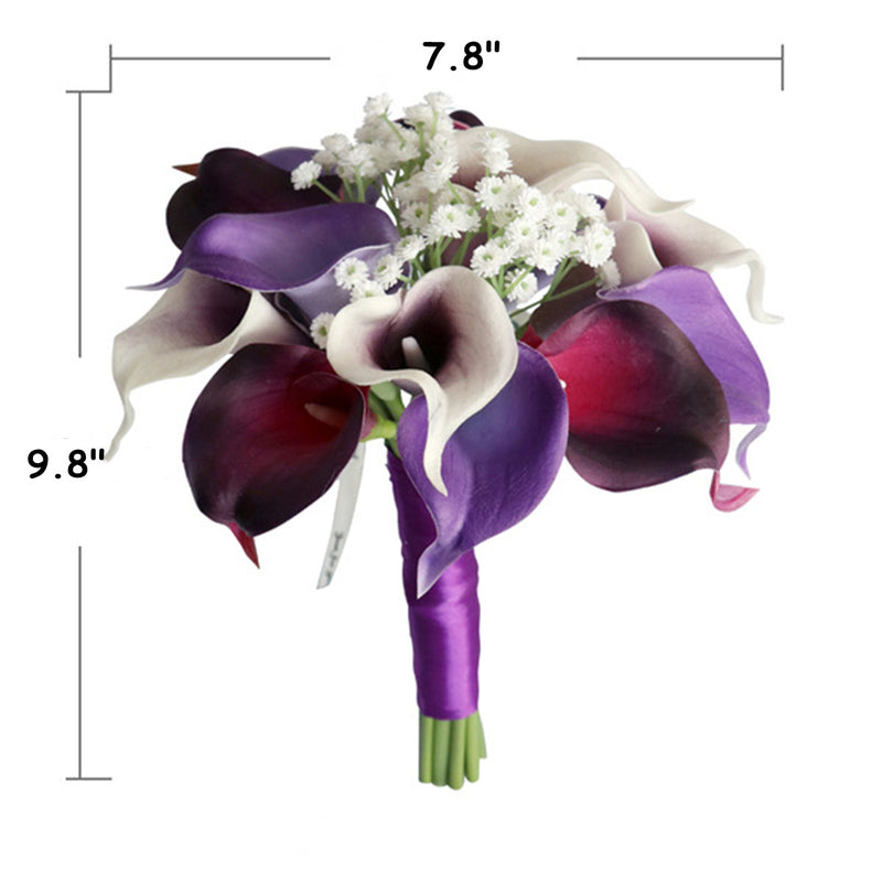 Bouquet de demoiselle d'honneur en vrac de 7 pouces Bouquets de mariage de lys calla violets en gros 