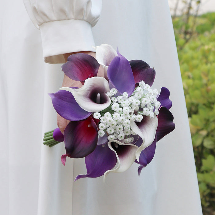 Bulk Bridesmaid Bouquet Purple Calla Lily Wedding Bouquets Wholesale