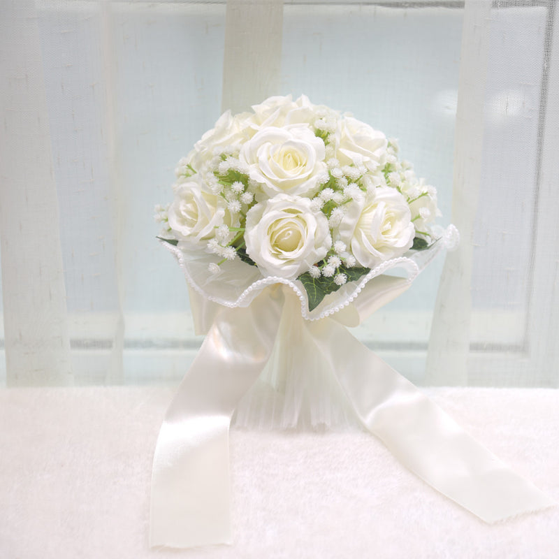 Bouquet de roses en vrac de 7,8 pouces, bouquets de demoiselle d'honneur, bouquets de mariage en gros 