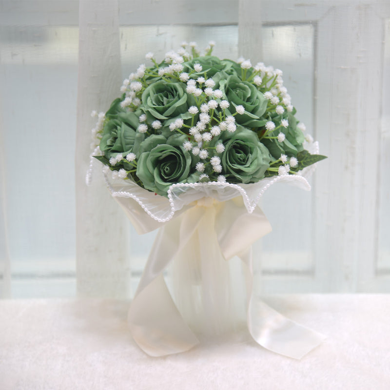 Bouquet de roses en vrac de 7,8 pouces, bouquets de demoiselle d'honneur, bouquets de mariage en gros 