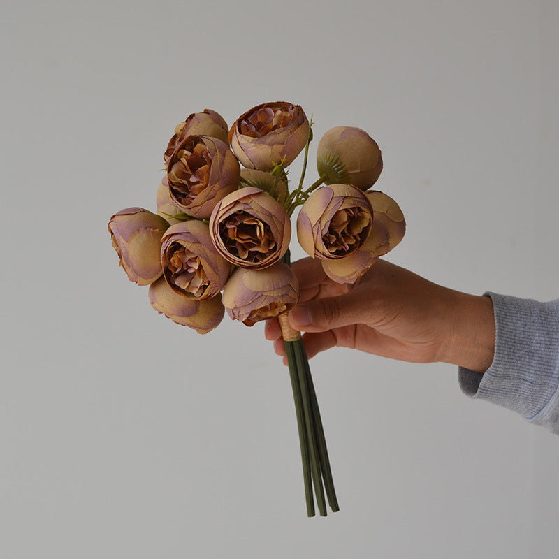 Bulk 11" Autumn Retro Peony Buds Bouquet for Fall Wedding Centerpieces, Home Decor & Thanksgiving Styling