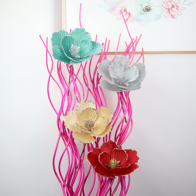 Lot de 100 grandes fleurs de poinsettia de Noël en vrac pour bricolage, couronne de Noël, décoration de fête de mariage, vente en gros