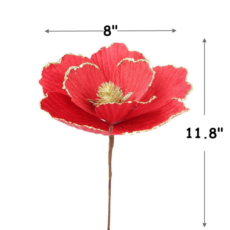 Lot de 100 grandes fleurs de poinsettia de Noël en vrac pour bricolage, couronne de Noël, décoration de fête de mariage, vente en gros