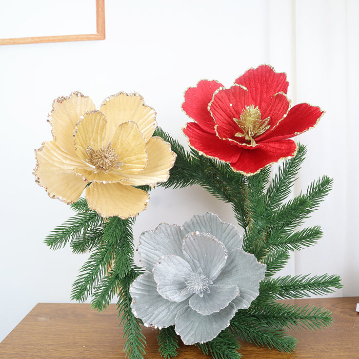 Bulk 100Pcs Large Christmas Poinsettia Flowers Picks for DIY Xmas Wreath Holiday Wedding Party Decoration Wholesale