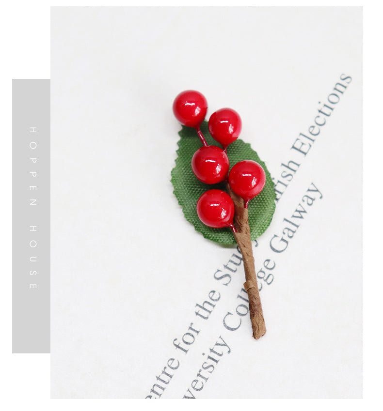 Lot de 10 têtes de baies rouges artificielles en vrac pour couronne, bricolage, décoration de boîte cadeau, vente en gros