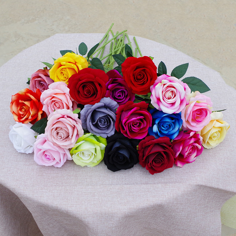 Lot de 10 bouquets de roses artificielles en flanelle bionique, liquidation en vrac, pour arrangement, fête de mariage, décoration de la maison, vente en gros 