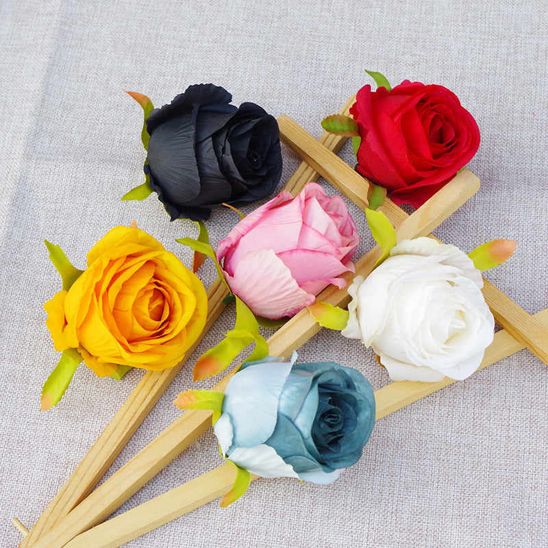 Bulk 10Pcs Rose Bud Flower Heads Silk Flowers for DIY Wedding Bouquets Centerpieces Baby Shower Party Home Decorations Wholesale