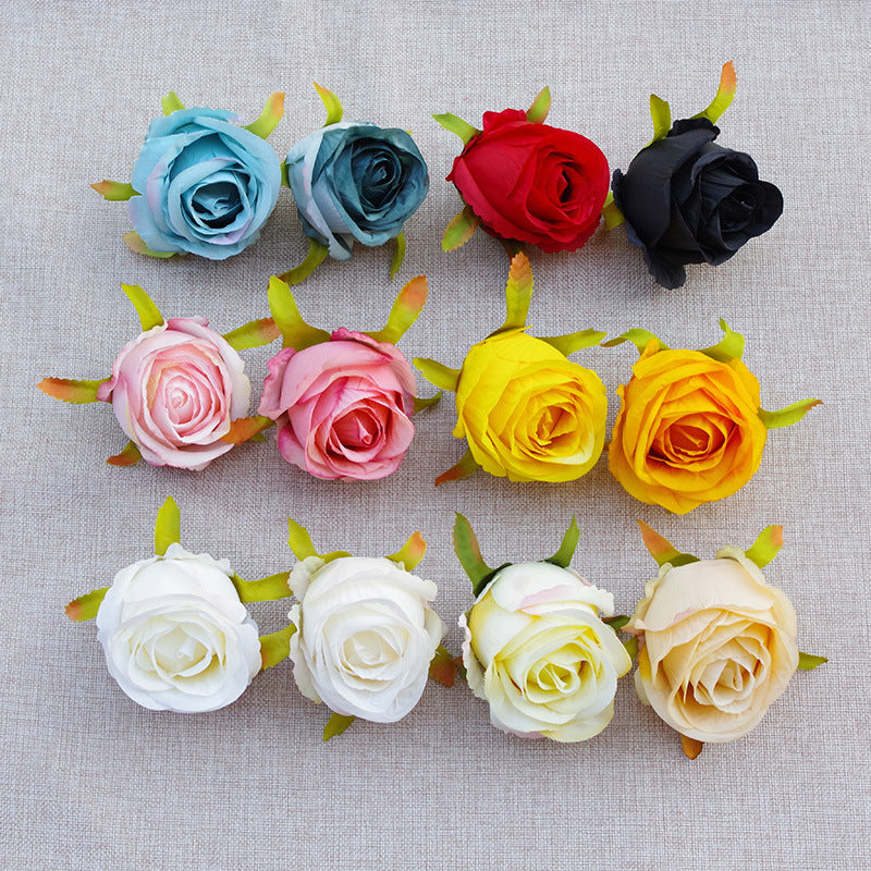 Bulk 10Pcs Rose Bud Flower Heads Silk Flowers for DIY Wedding Bouquets ...