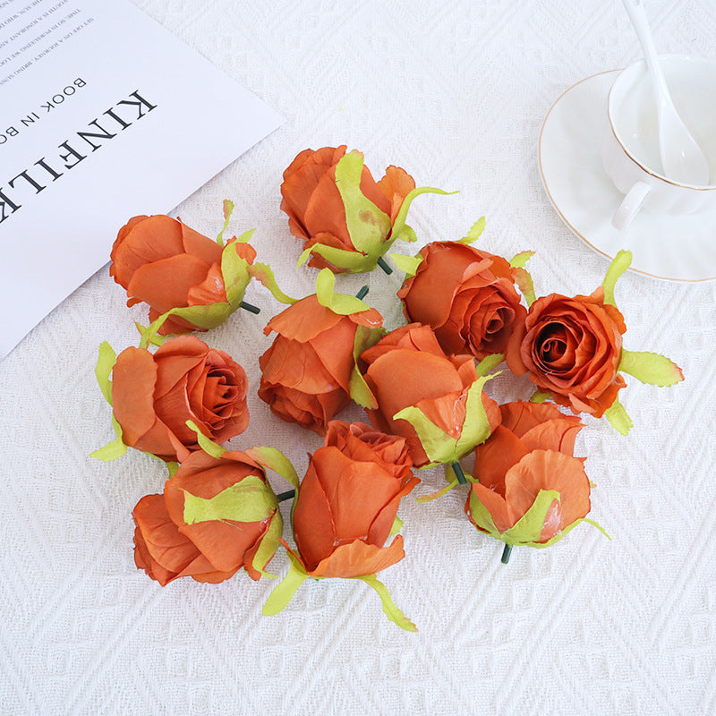 Bulk 10Pcs Rose Bud Flower Heads Silk Flowers for DIY Wedding Bouquets Centerpieces Baby Shower Party Home Decorations Wholesale