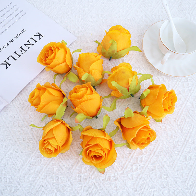 Bulk 10Pcs Rose Bud Flower Heads Silk Flowers for DIY Wedding Bouquets Centerpieces Baby Shower Party Home Decorations Wholesale
