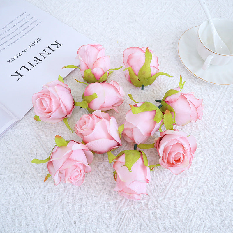 Bulk 10Pcs Rose Bud Flower Heads Silk Flowers for DIY Wedding Bouquets Centerpieces Baby Shower Party Home Decorations Wholesale