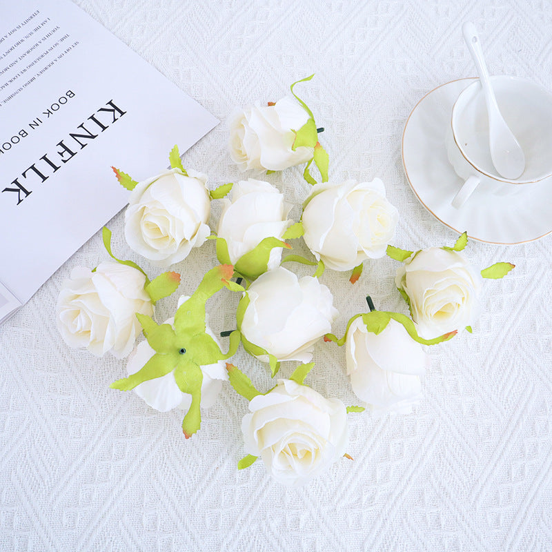 Bulk 10Pcs Rose Bud Flower Heads Silk Flowers for DIY Wedding Bouquets Centerpieces Baby Shower Party Home Decorations Wholesale