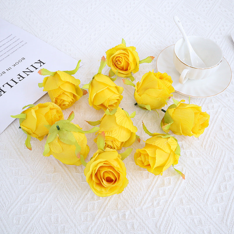 Bulk 10Pcs Rose Bud Flower Heads Silk Flowers for DIY Wedding Bouquets Centerpieces Baby Shower Party Home Decorations Wholesale