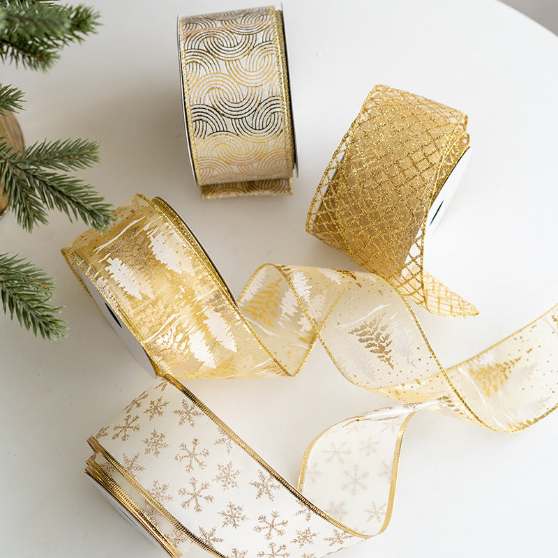 Bulk 10 Yards Glitter Christmas Ribbon Grosgrain Ribbon for Gift Wrapping Crafts DIY Holiday Xmas Decorations Wholesale