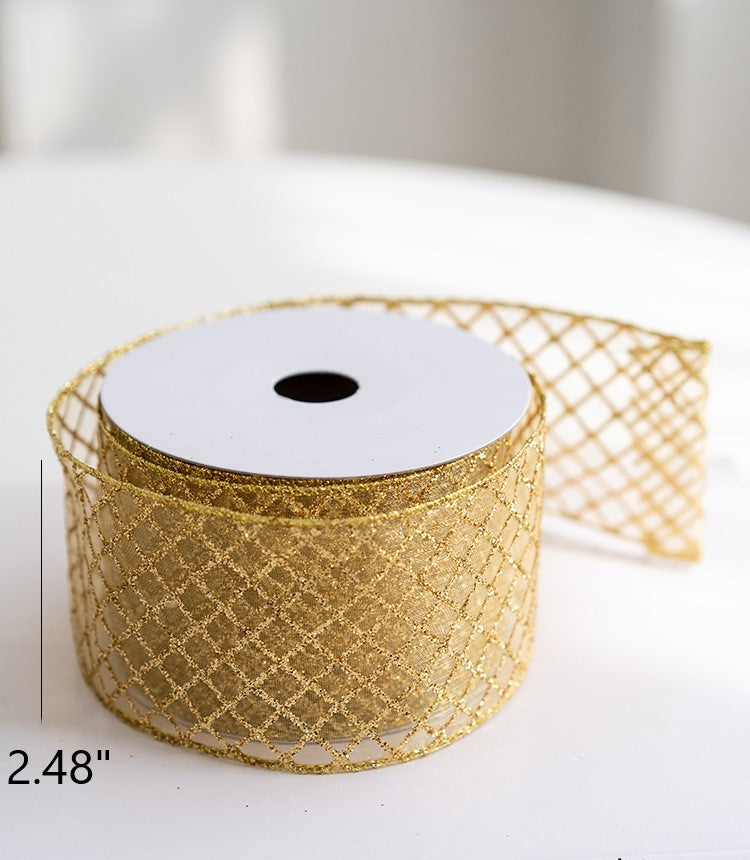 Bulk 10 Yards Glitter Christmas Ribbon Grosgrain Ribbon for Gift Wrapping Crafts DIY Holiday Xmas Decorations Wholesale