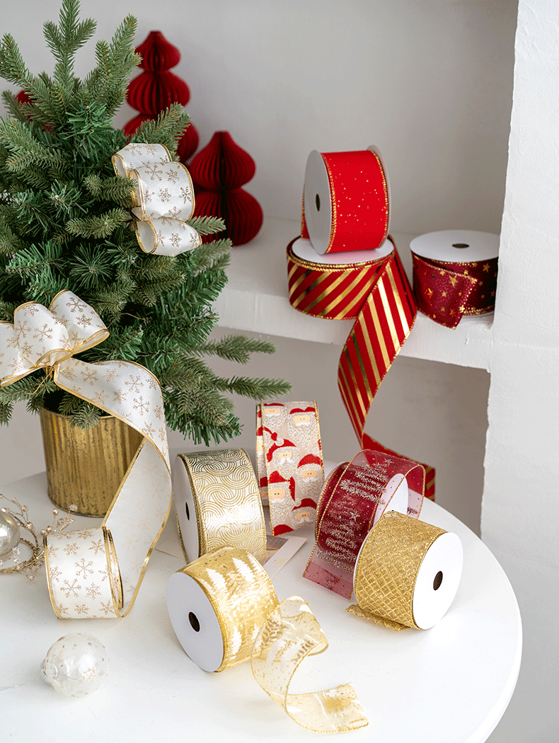 Bulk 10 Yards Glitter Christmas Ribbon Grosgrain Ribbon for Gift Wrapping Crafts DIY Holiday Xmas Decorations Wholesale