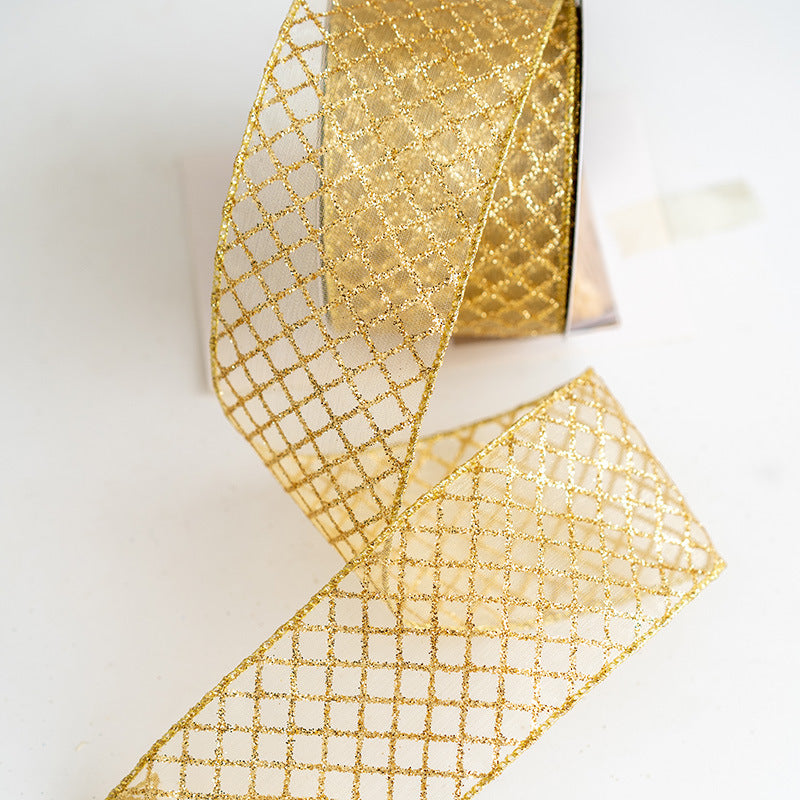 Bulk 10 Yards Glitter Christmas Ribbon Grosgrain Ribbon for Gift Wrapping Crafts DIY Holiday Xmas Decorations Wholesale