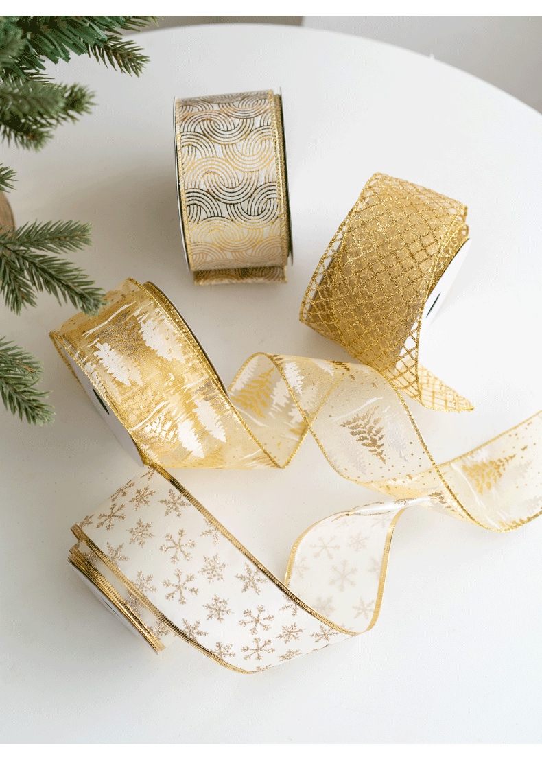 Bulk 10 Yards Glitter Christmas Ribbon Grosgrain Ribbon for Gift Wrapping Crafts DIY Holiday Xmas Decorations Wholesale