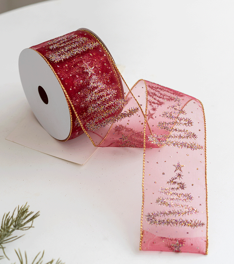 Bulk 10 Yards Glitter Christmas Ribbon Grosgrain Ribbon for Gift Wrapping Crafts DIY Holiday Xmas Decorations Wholesale