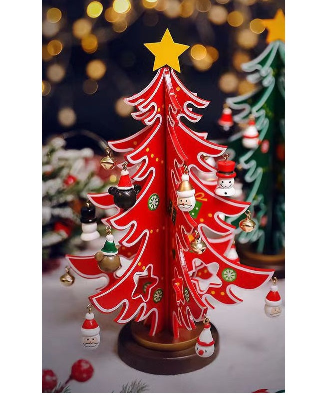 Ornement d'arbre de Noël en bois laqué à trois panneaux de 11 po en vrac en gros