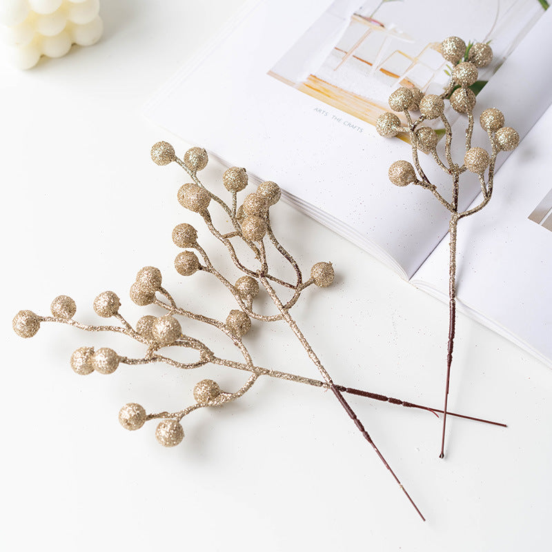 Bulk 12pcs Artificial Glitter Christmas Holy Berry Stems Picks Wholesale
