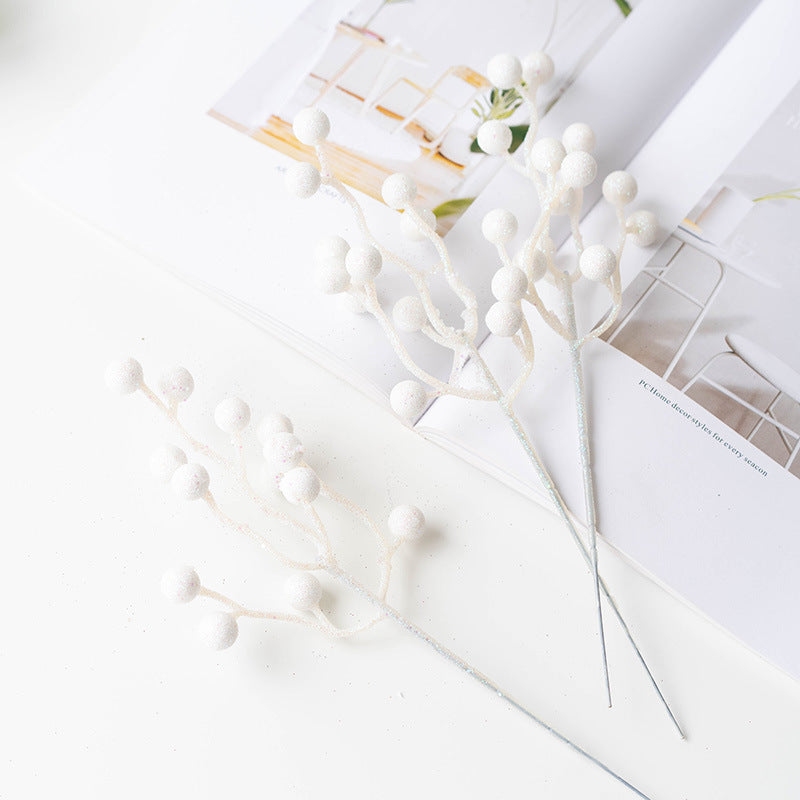 Bulk 12pcs Artificial Glitter Christmas Holy Berry Stems Picks Wholesale