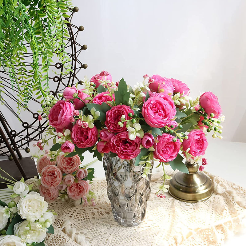 Lot de 4 bouquets de pivoines artificielles de 12 pouces, vente en gros