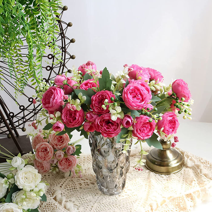 Bulk 12" Pack of 4 Pcs Small Peony Bush Bouquet for Wedding Party Table Centerpieces Home Decoration Wholesale