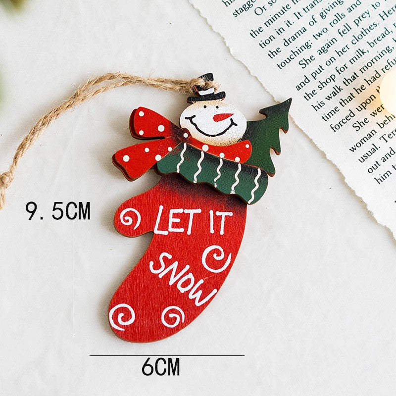 Lot de 14 décorations de Noël à suspendre avec ficelle en bois pour décoration de fête du Nouvel An