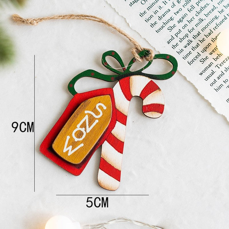 Lot de 14 décorations de Noël à suspendre avec ficelle en bois pour décoration de fête du Nouvel An