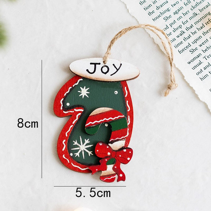 Bulk 14 PCS Christmas Tree Hanging Ornament with String Wooden Ornament New Year Party Decor Wholesale