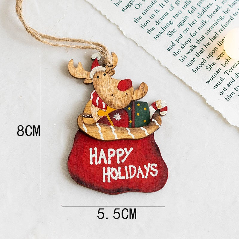 Lot de 14 décorations de Noël à suspendre avec ficelle en bois pour décoration de fête du Nouvel An