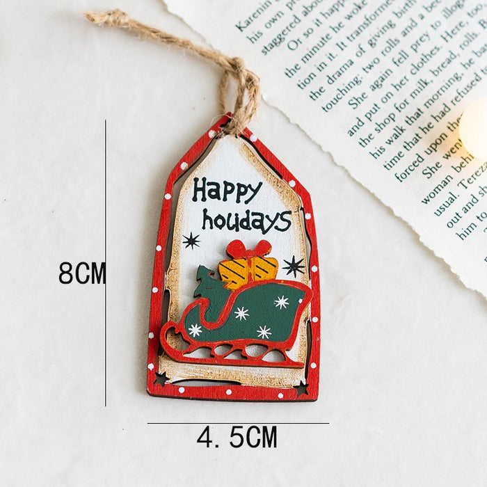 Bulk 14 PCS Christmas Tree Hanging Ornament with String Wooden Ornament New Year Party Decor Wholesale