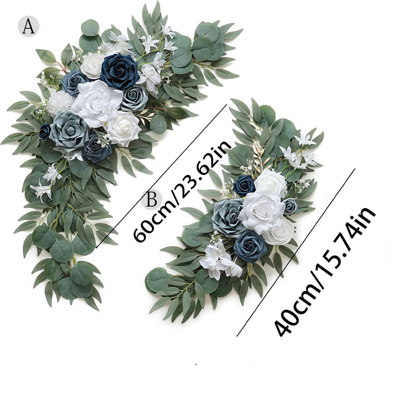 Bulk 2-Piece Set of White Navy Artificial Entryway and Welcoming Flowers Rose for Wedding Wholesale