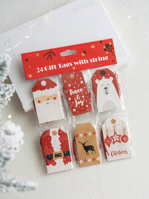 Bulk 24 PCS Christmas Gift Tags with String Gift Holder Tags Hanging Label for DIY Christmas Gift Wrap and Label Package Wholesale
