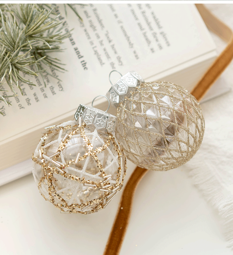 Bulk 25pcs Glitter Christmas Balls Ornaments Golden Hanging Ornaments Wholesale