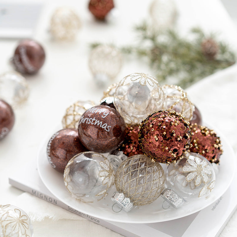 Bulk 25pcs Glitter Christmas Balls Ornaments Golden Hanging Ornaments Wholesale