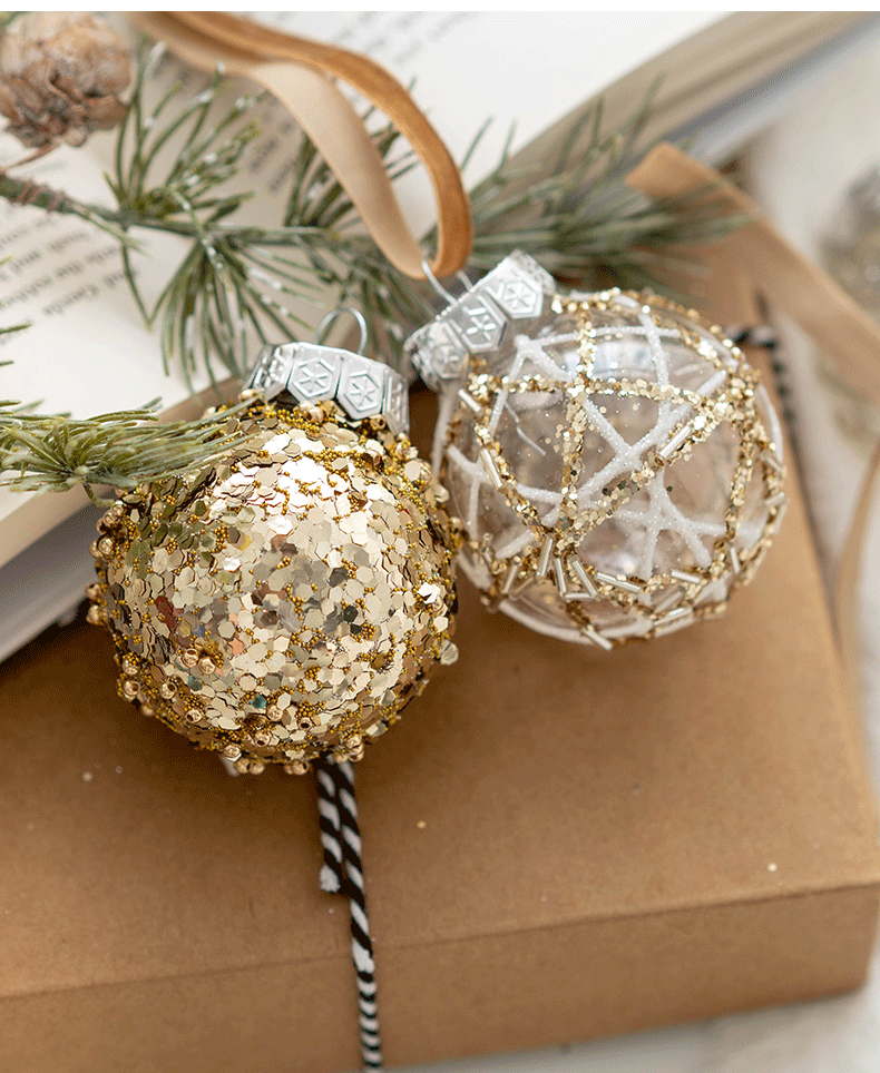 Bulk 25pcs Glitter Christmas Balls Ornaments Golden Hanging Ornaments Wholesale