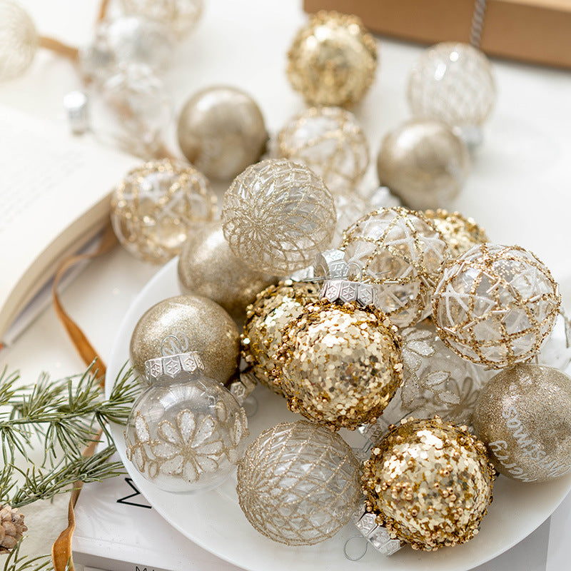 Bulk 25pcs Glitter Christmas Balls Ornaments Golden Hanging Ornaments Wholesale